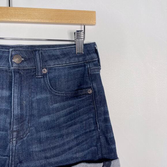 American Eagle 2 Next Level Stretch Super Hi Rise Shortie Denim Rolled Cuff Hem - Picture 3 of 9